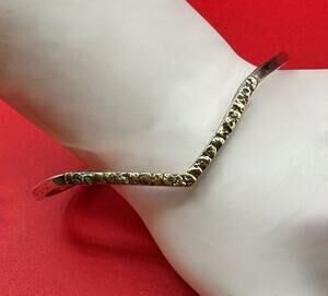 Lucky Nugget Sterling Mark Silver 22k Gold Nuggets V-Cut Cuff Style Bracelet 6in